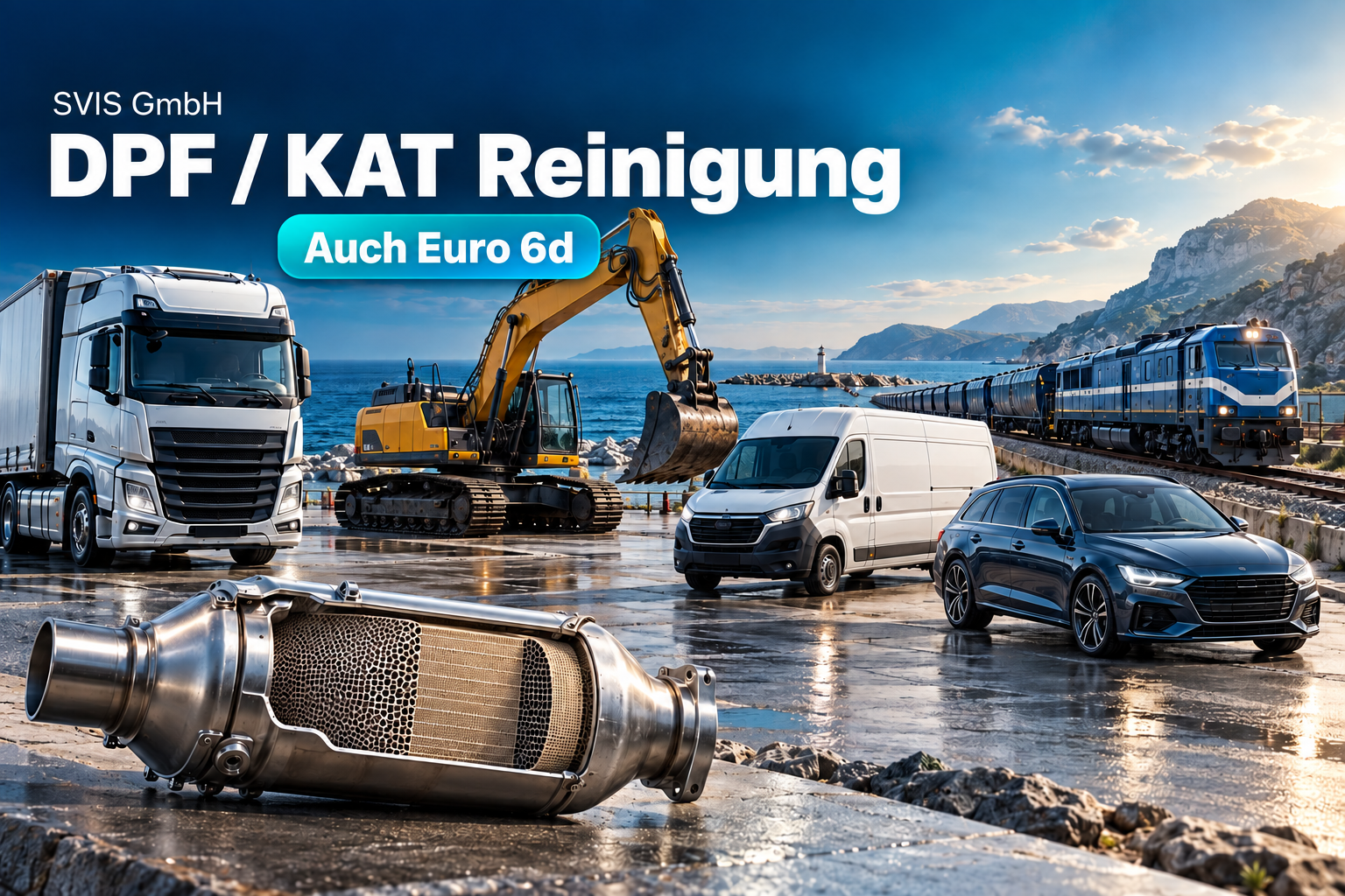 Techniker prüft einen ausgebauten Dieselpartikelfilter